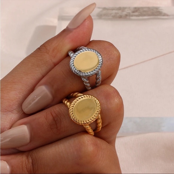 NEW Unique Gold or Silver Retro Oval Ring - Picture 8 of 9